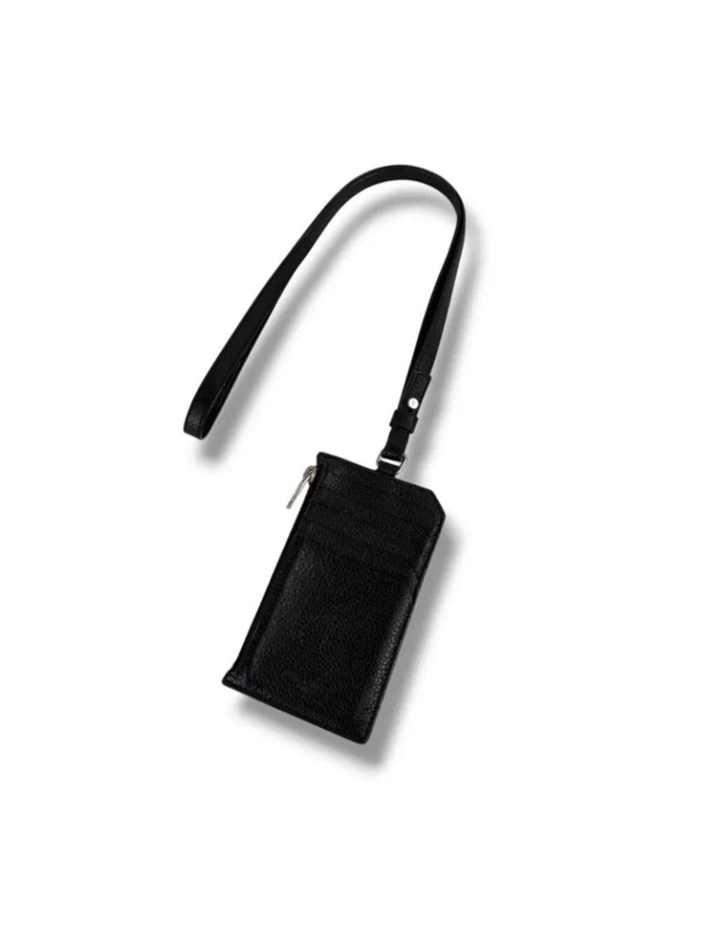 Saint Laurent Paris Zip Card Case with Neck Strap Fragment Black
